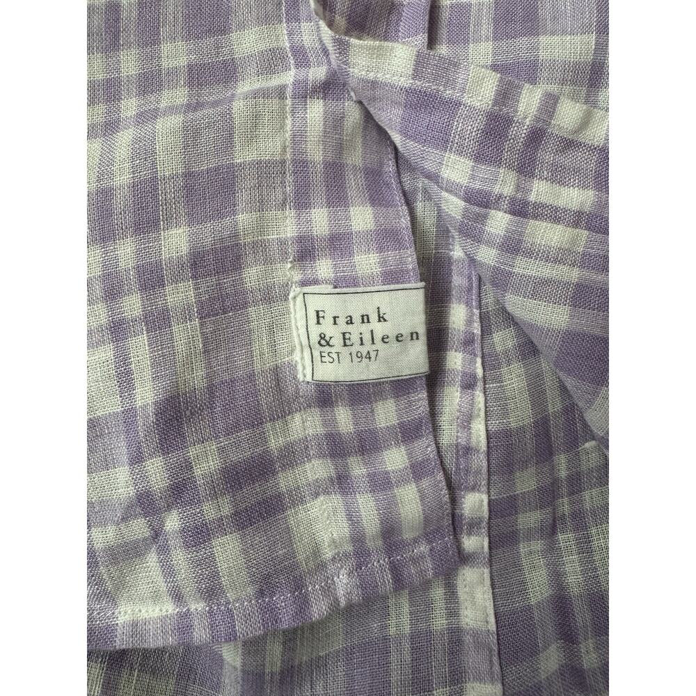 Frank & Eileen Linen Shirt Barry Womens in Plaid Purple Woven Italy Size S - Picture 6 of 9